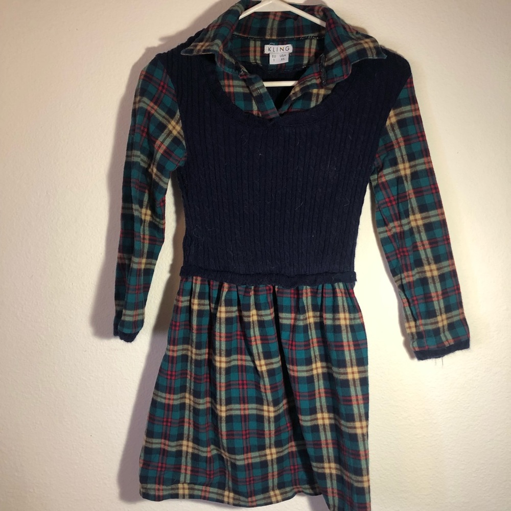 Modcloth plaid flannel sweater dress 90 grunge school dark academia cosplay twee